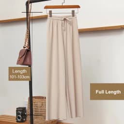 Slacks Women's Loose Summer Pants Soft Ice Silk Ankle-Length Black Wide Leg Pants Grey Khaki Women High Waisted Trousers
