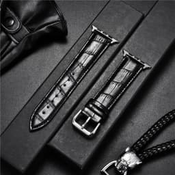 Genuine Cowhide Watchband for Apple Watch Ultra 8 7 6 SE 5 4 3 2 1 Bamboo Patterns Leather Strap 49/45/44/42mm 41/40/38mm