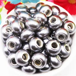 10Pcs Pink Color Smooth Surface European Resin Murano Large Hole Spacer Beads Charms for Bracelet DIY Craft Bracelet Necklace