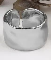 925 Sterling Silver Wiede Simple Gold Color Rings Retro Distressed Opening Handmade Ring Fashion Fine Jewelry