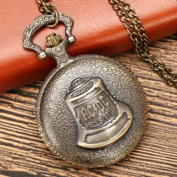 Antique Retro Bronze Hells Bell Quartz Pocket Watch Necklace Pendant Chain Pocket Clock for Men Women Souvenir Gifts