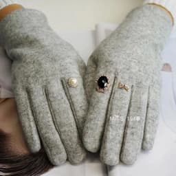 Winter Pearl Gem Wool Knit Warm Touch Screen Mittens Female Double Layer Plus Plush Thick Cashmere Driving Soft Black Glove H24