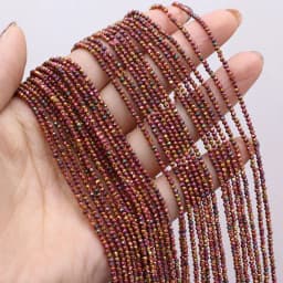 5pcsNatural Stone Crystal Color Plated Faceted Small Bead Multicolor 38CM Beaded Fashion DIY Necklace Bracelet CharmJewelry Gift