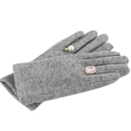 Winter Pearl Gem Wool Knit Warm Touch Screen Mittens Female Double Layer Plus Plush Thick Cashmere Driving Soft Black Glove H24
