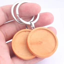 5pcs Double Side Wooden Keychain Cabochon Base Setting Blanks 30mm Dia Pendant Bezel Trays Diy Metal Keyring Accessories