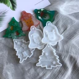 Christmas Tree Bell Elk Pendant Casting Silicone Mould Crystal Epoxy Resin Mold DIY Crafts Aromatherapy Wax Aroma Gypsum