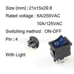 5Pcs KCD1 4Pin 6Pin 6A 250VAC 10A 125VAC 21X15mm Snap Rocker Switch ON OFF ON Interruptor Reed Interupteur Schakelaar