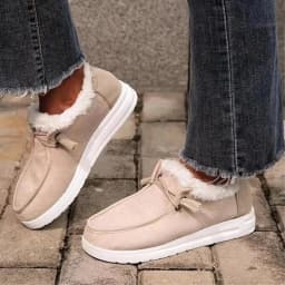 Dude Shoes Women Wendy Comfortable Flat Slip On Mujer Zapatillas Winter Warm Plush Vulcanize Sneaker Fur Mocassin Loafers Female