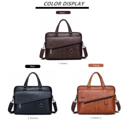 JEEP BULUO Men Briefcase Split Leather Laptop New Bag 14" PC Doctor Lawyer Computer Bag Totes Male Vintage Business Men Bags