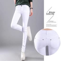 Women Color Pants Super Comfy Stretch Pull-On Classic Skinny Pants Ease Into Comfort Stretch Slim Pencil Trousers with Pocket