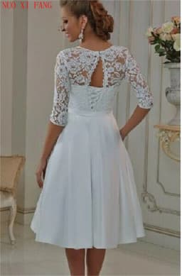 Customized Vestidos De Noiva Vintage Style Half Sleeve Lace Tea Length Sexy Cheap Short Wedding Dresses 2025 Bridal Gowns