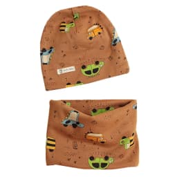 Autumn Winter Cotton Knit Children's Hat Collar 2 Set Boys and Girls Hats Set Baby Solid Color Scarf Cap two-piece