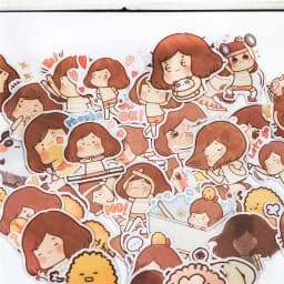 40pcs/pack Cute Korean Characters Girls Decoration Notebook Crafts And Scrapbooking Decorative Thin Paper Sticker Lovely DIY