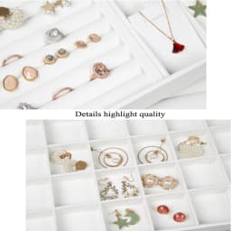 Classic White PU Leather Necklace Ring Earring Holder Jewelry Tray Series Jewelry Disply Jewellery Organizer Box