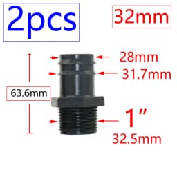 4Pcs 1/2" 3/4" 1" Male Female Thread Connector To Barb 8mm 16mm 20mm 25mm 32mm PE Hose Adapter Garden Irrigation Watering System