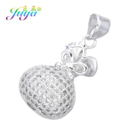 Juya DIY Jewelry Components Cz Paved Glitters Locket Heart Key Charm Pendant Accessories For Women Fashion Jewelry Making