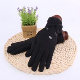 Winter Female Single Layer Warm Cashmere Full Finger Button Cycling Mittens Women Suede Leather Touch Screen Driving Gloves J23