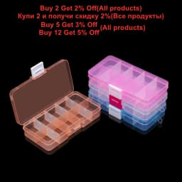 10 Slots Plastic Rectangle Slot Adjustable Necklace Transparent Storage Box Case Holder Craft Organizer Beads Jewelry Container