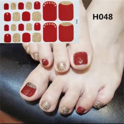 22Tips/Sheet Nail Sticker Adhesive Toenail Art Polish Tips French Glitter Sequins Nail Wraps Strips Easy Toenail Sticker