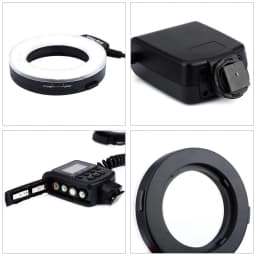 HD-130 Macro LED Ring Flash Bundle with 8 Adapter Ring for Canon Nikon Pentax Olympus Panasonic DSLR Camera Flash V HD130