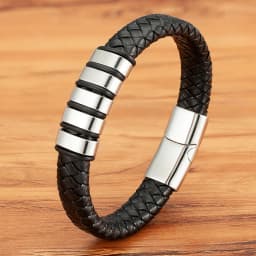 XQNI Combination Small Accessories Multicolor Stitching Stainless Steel Men's Leather Bracelet Luxury Jewelry Big Sale