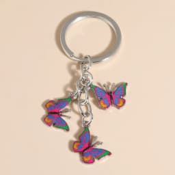 Cute Keychain Colorful Butterfly Key Ring Enamel Flying Animals Key Chains For Women Girls Handbag Accessorie Handmade Jewelry