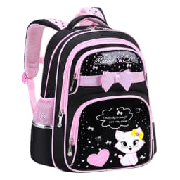 New Korean Primary PU leather School Bag 2020 Fashion Cute Girls With Cute Cat Orthopaedic Waterproof Backpack