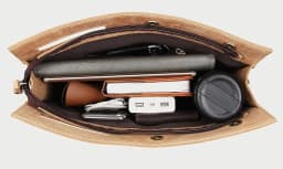 MAHEU Leather Briefcase File Bag Genuine Leather Documents Pouch Featured Crazy Horse Leather A4 File Hand bag Formal Business
