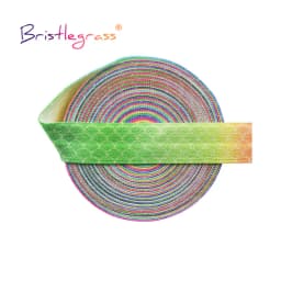 BRISTLEGRASS 2 5 10 Yard 5/8" 15mm Rainbow Rose Flower Floral Print Fold Over Elastic FOE Spandex Band Tape Hair Tie Sewing Trim