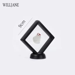 Gem Stones Ring Display Holder Transparent PE Film Jewelry Presentation Box Bracelet Pendant Frame Dustproof Stand 3D Suspension