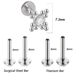 1PC G23 Titanium&Steel 16G CZ Gem Triangle Labret Lip Ring Crystal Cluster Ear Cartilage Tragus Helix Piercing Screw Fit Top 16g