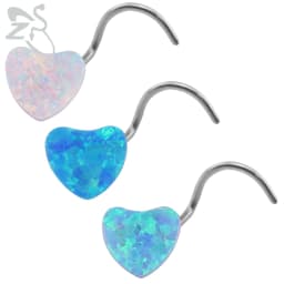 ZS 3-5pcs/Lot Stainless Steel Nose Stud Set Colorful Opal Nose Studs 3MM Nose Piercings L Shape Nostril Piercing Jewelry 20G