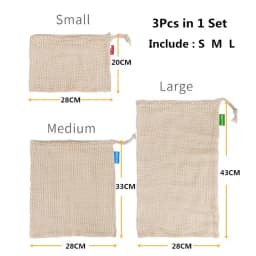 Reusable Cotton Mesh Produce Bags for Vegetable Fruit Food Kitchen Washable Grid Storage Bag Eco String Bag Kitchen Organizer