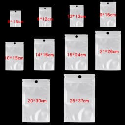 20-50pcs/lot White Clear Self Seal Zipper Plastic Zip Lock Bags Jewelry Packaging Pack Storage Package Poly Bag With Hang Hole