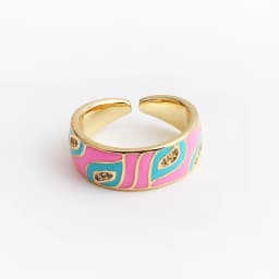 New Design Butterfly Flower Butterfly Enamel Adjustable Wide Band Rings For Women Vintage Open Ring Colorful Jewelry