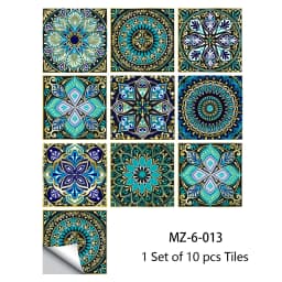 10/15/20cm Mandala Style Matte Surface Tile Sticker Peel & Stick Decoration Film For Tiles /Ground in Kitchen Wardrobe Wallpaper