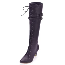 Oversized Pointed Toe Cross Lace-Up Boots Sexy Cat Heel Double Belt Buckle Motorcycle Boots Street Trend Female Knee-Length Boot