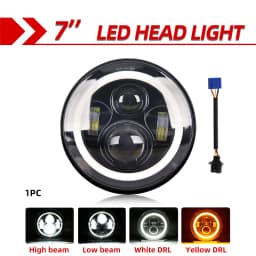 CO LIGHT Running Lights 80W Car Led H4 7inch Car Accessories Angel Eyes H4 Led Headlight For Lada Niva 4X4 Uaz Offroad 12V 24v