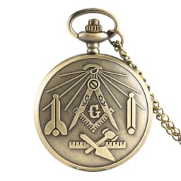 Antique Freemason G Dial Chrome Square and Compass Mason Masonic Necklace Pendant Quartz Pocket Watch Best Gifts for Freemason