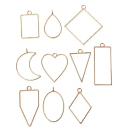 10Pcs Assorted Geometric Hollow Pressed Flower Frame Pendant Resin Jewelry Making Tool Metal Frame Jewelry Charms Bezel Setting