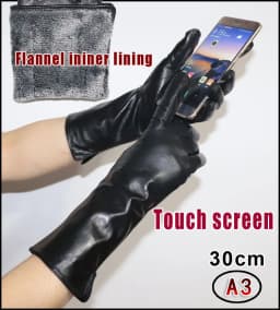 Women's Long Natural Leather Gloves Long Thick Thin Touch Screen High-end Sheepskin Gloves Winter Warm Leather Sleeve New Style