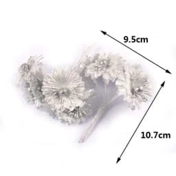 2 Bouquet Mini Golden/Silver Artificial Plant Flowers Christmas Wedding Cake Gift Box DIY Wreath Deco Supplies cp3091