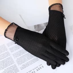 Summer Women Sunscreen Touch Screen Anti-UV Ice Silk Gloves Thin Breathable Non-slip Short Female Elegant Jacquard Drive Gloves