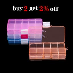 10 Slots Plastic Storage Jewelry Box Compartment Adjustable Container for Beads Earring Box Jewelry Rectangle Box Case 12 Color