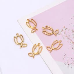 5Pcs Tulips Flower Metal Frame Pendant Open Bezel Blank Setting UV Resin Jewelry