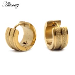 Alisouy 2pcs New Frosted Scrub Groove Ear Earring Stainless Steel Small Circle Hoop Earrings for Women Men Punk Piercing Jewelry