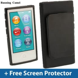 TPU Rubber Gel Soft Skin Case Cover with Belt Clip for iPod Nano 7 7G 7th + 2pcs Screen Protective Films For Nano 7
