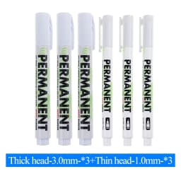 Leto 5/6/10/12Pcs White Waterproof Marker Pen Graffiti Paint Oil Car Tire Permanent 1.0/3.0mm Tip Graffiti Artist Supplies