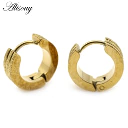 Alisouy 2pcs New Frosted Scrub Groove Ear Earring Stainless Steel Small Circle Hoop Earrings for Women Men Punk Piercing Jewelry