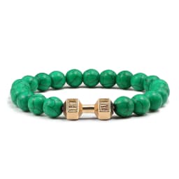 High Quality Men Beaded Bracelet Natural Black Lava Stone Dumbbell Charm Bracelets Energy Fitness Barbell Fashion Women Jewelry